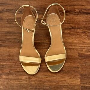 TORY BURCH Ellie Ankle Strap Sandal In Spark Gold Size 8